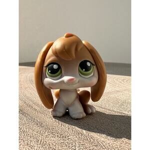 Littlest Pet Shop LPS Bunny Rabbit #185 Brown Bunny Green Eyes